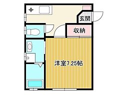 エスコート38 1Kの間取図画像