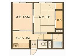 シティハイム桜川 2Kの間取図画像