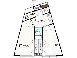 セントヒルズ仙台B棟 2Kの間取図画像