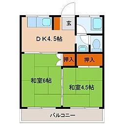 船塚コーポ 2DKの間取図画像