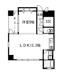 リヴィエールトピカC（3号） 9階1LDKの間取り