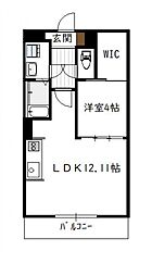 アムールオルテ 3階1LDKの間取り