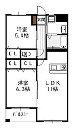 ラヴィドール 2LDKの間取図画像