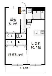 ハーバーウエスト 2LDKの間取図画像