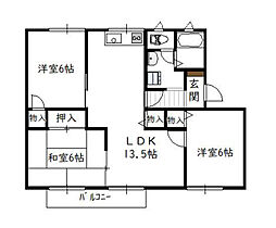 セジュール平野台 3LDKの間取図画像