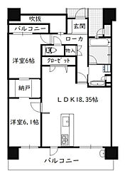 グランドパレス大淀2 2LDKの間取図画像