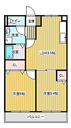 TSGrande恒久南 2LDKの間取図画像