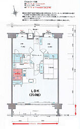 ポレスターリバービュー川原町 15階3LDKの間取り