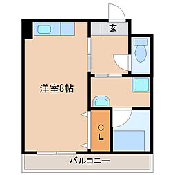 レジデンスパルコ 4階ワンルームの間取り