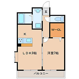 セフィーロ清水 2階1LDKの間取り
