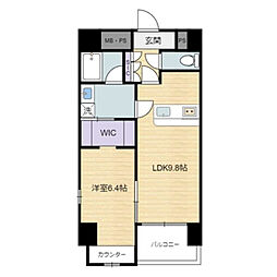 セレスティアル江平 1LDKの間取図画像