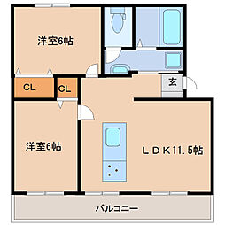 高州マンション 2LDKの間取図画像