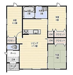 バス 一の宮下車 徒歩9分 2LDKの間取り