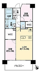 レクシア青葉東ティアード 3階2LDKの間取り