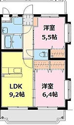 ファミリアOdo 2LDKの間取図画像
