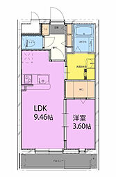 アーベイン松山 1LDKの間取図画像