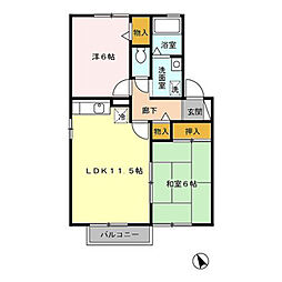 プログレス・アイ 2階2LDKの間取り