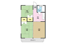 横山コーポ北 3DKの間取図画像