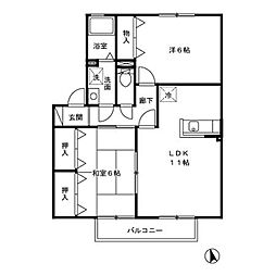 グランディール・ヴィ 2階2LDKの間取り