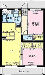 ベルビルJ 2LDKの間取図画像