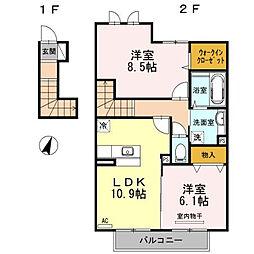 メルヴェーユB 2LDKの間取図画像