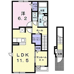 シャルフ飛江田 I 1LDKの間取図画像