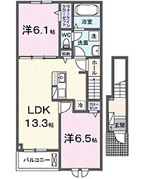 シャルフ飛江田  2LDKの間取図画像