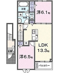 シャルフ飛江田  2LDKの間取図画像