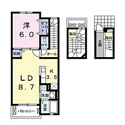 ヴィラポルト 1LDKの間取図画像