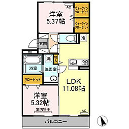 オアシス加納3 2LDKの間取図画像
