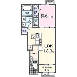 ベル サンリット 1LDKの間取図画像