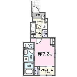 メテオール・ケイ  1Kの間取図画像