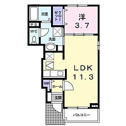 ベルソレイユ 1LDKの間取図画像