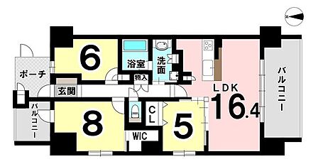 高層階の西南角部屋の為、各居室に窓がついており、通風良好なお部屋です♪主寝室にもなる8帖のお部屋にはウォークインクローゼットがついてます♪