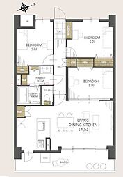 シャルム新駅前 3LDKの間取図画像
