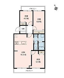 エメラルドマンション豊成 3LDKの間取図画像
