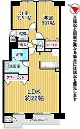 ロピア月寒東 2LDKの間取図画像