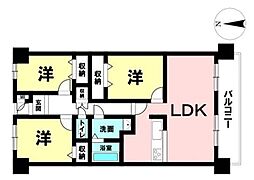 コスモシティ乙津 3LDKの間取図画像