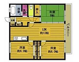 グランドパレス高城 3LDKの間取図画像