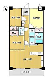 ライオンズマンション安城横山第2 3LDKの間取図画像