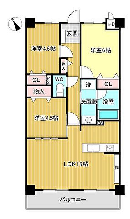 3LDKの間取り。随所に収納があって助かります◎