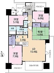 ロイヤルガーデン徳島駅西 4LDKの間取図画像