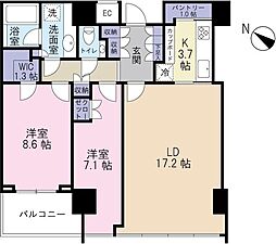 ザ六本木東京クラブレジデンス 2LDKの間取図画像