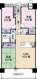 アルファステイツ北田宮 2SLDKの間取図画像