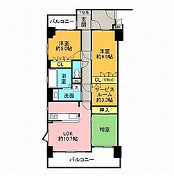 サーパス老松町 3SLDKの間取図画像