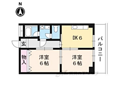 Rose音羽川 2DKの間取図画像