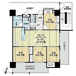 プレサンスロジェ牧港レーヴタワー 4LDKの間取図画像