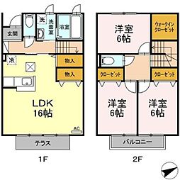 パークサイド　ＡＮＩＹＡ 1階3LDKの間取り