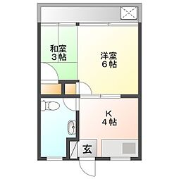 赤嶺荘 2Kの間取図画像