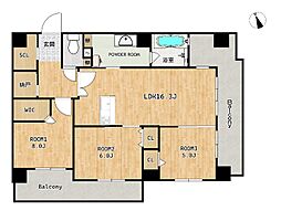 アレイールコザくすの木通りスカイヴュー 3LDKの間取図画像